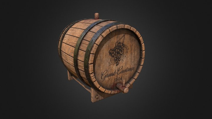 Wooden Barrel Keg 3D Model