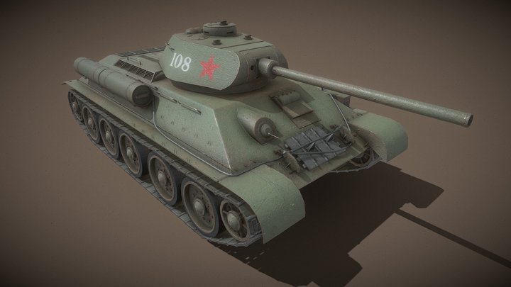 T-34-85 Soviet Tank 3D Model