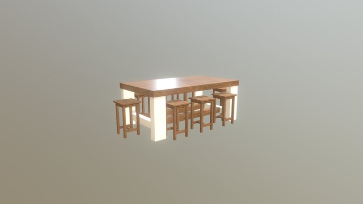 Stool Table And Stools 3D Model