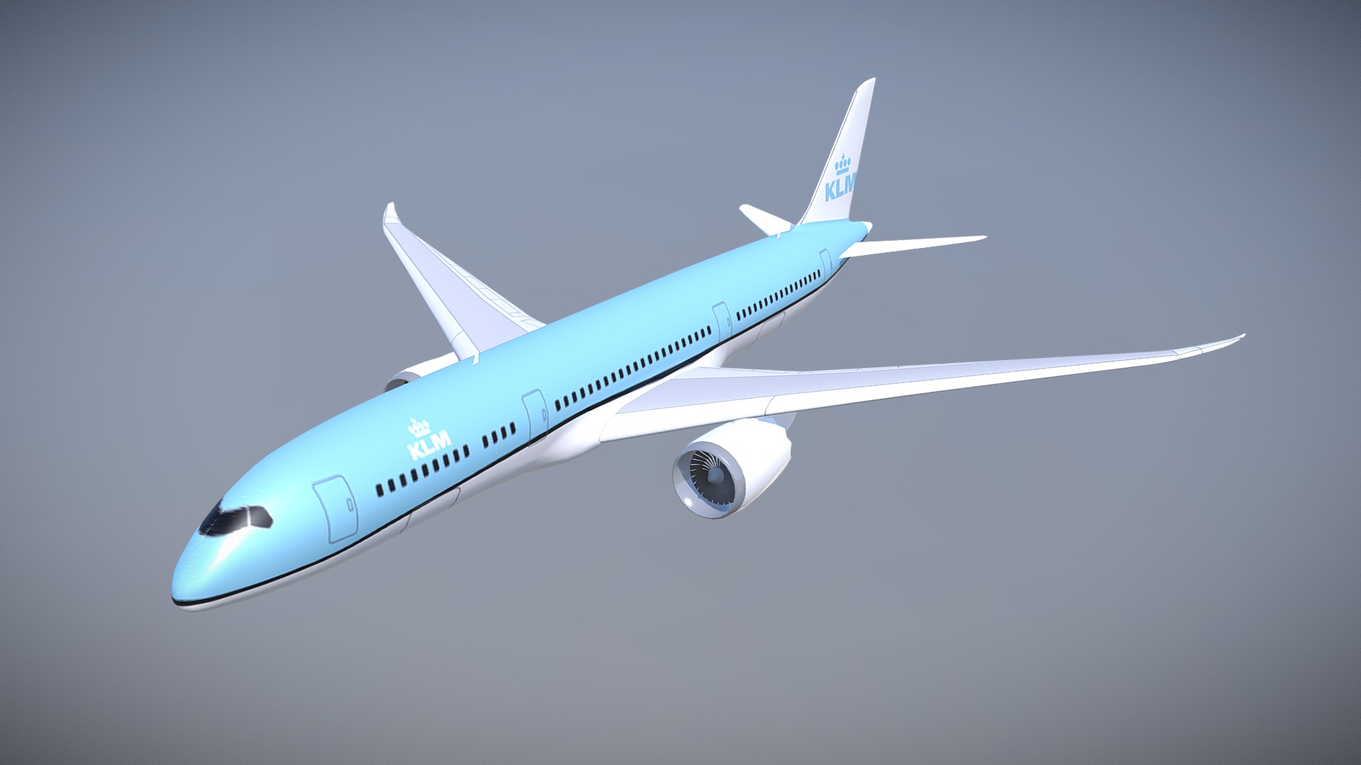 3D model Boeing 787-9 lowpoly airliner - This is a 3D model of the Boeing 787-9 lowpoly airliner. The 3D model is about a large airplane flying in the sky.