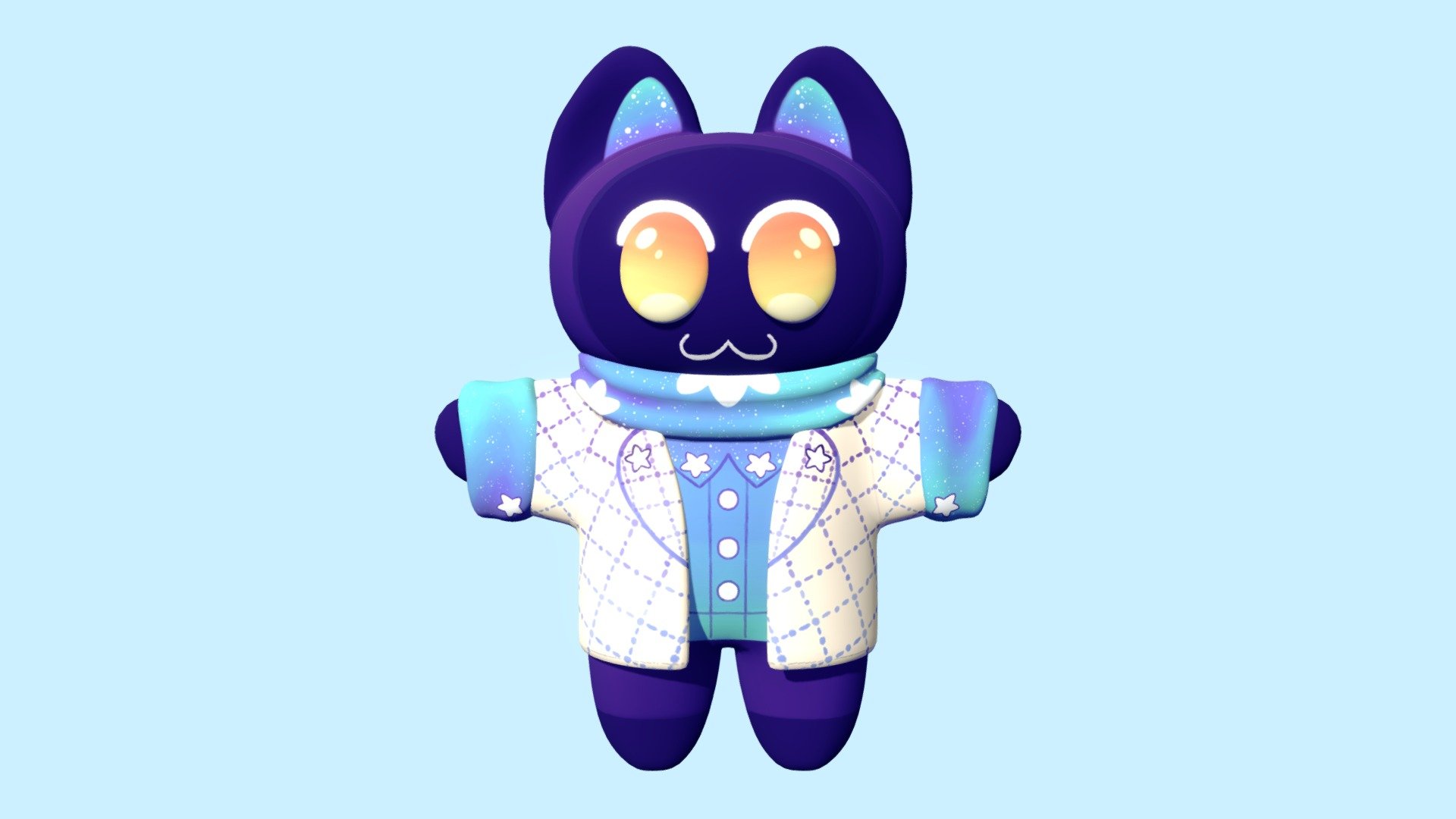 Purple cat character - 3D model by koigato [ec008b8] - Sketchfab