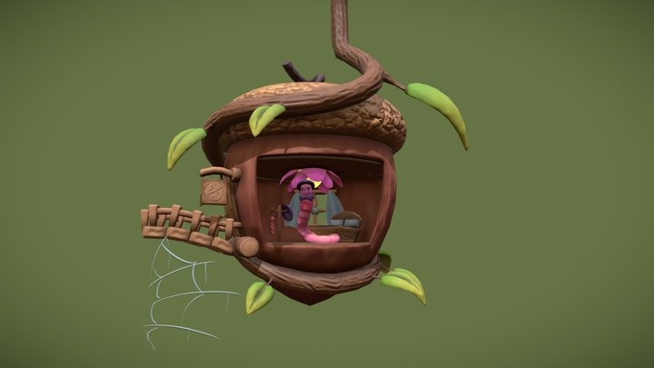 Wormsly the Acorn Worm 3D Model