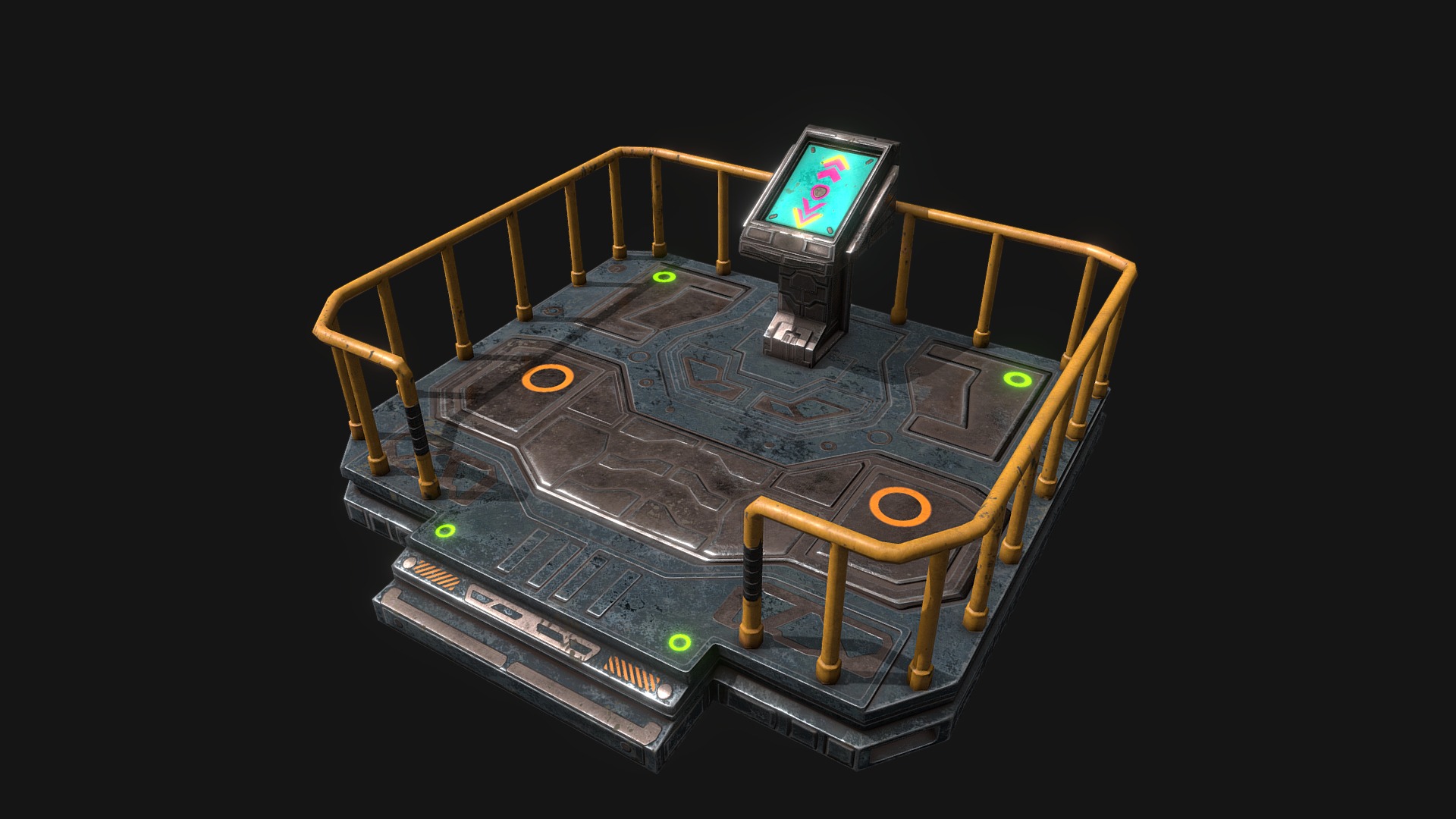 3D model Low poly sci fi elevator environment asset - This is a 3D model of the Low poly sci fi elevator environment asset. The 3D model is about a machine with a screen.