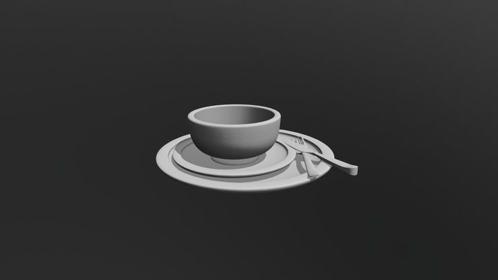 Plates And Bowl Model 3D Model