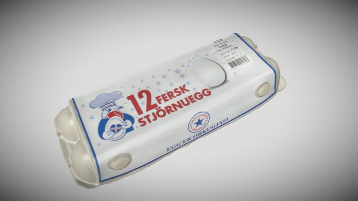 12 Fersk Stjörnuegg - eggjabakki 3D Model