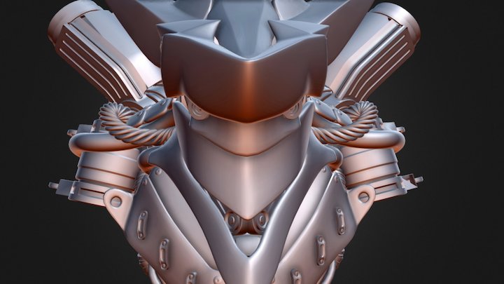 Robo Helmet highpoly decimated 3D Model