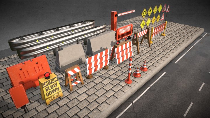 Traffic Barriers 3D Model
