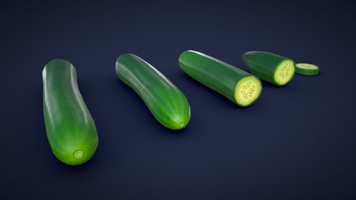 Stylized Cucumber - Low Poly 3D Model