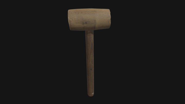 Wooden Workshop Hammer Tool 3D Model