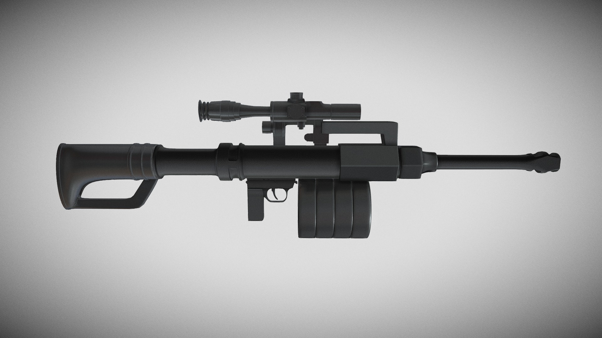 3D model LG5 - This is a 3D model of the LG5. The 3D model is about a black gun with a white background.
