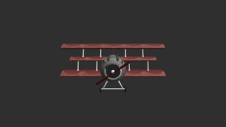 Cartoonized DRI Fokker aka Red Baron 3D Model