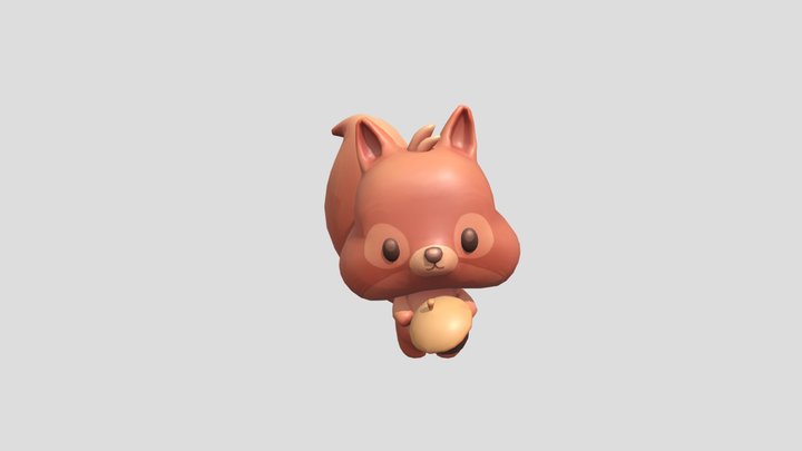 Ardilla con bellota 3D Model