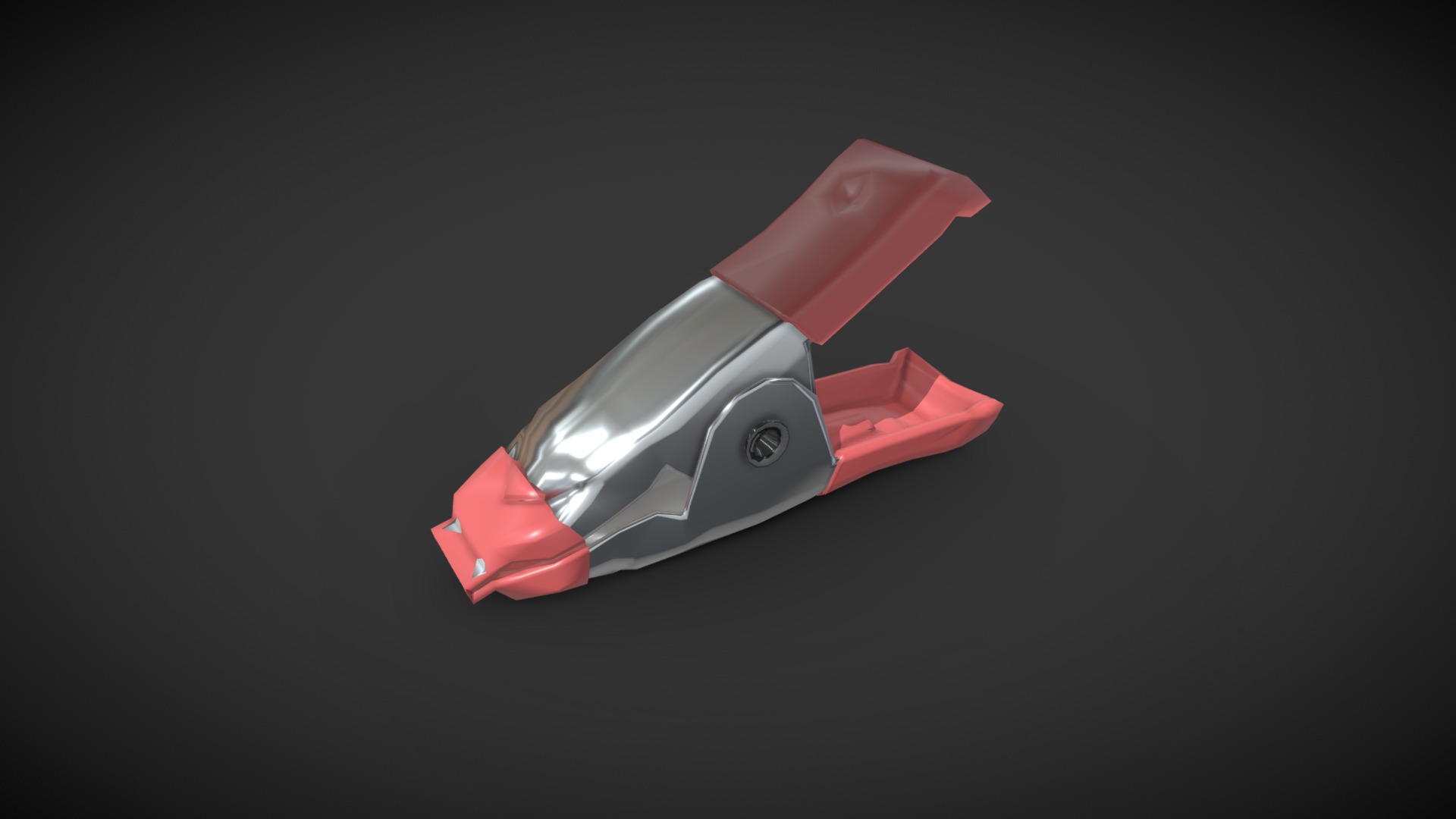 3D model Utility Clip - This is a 3D model of the Utility Clip. The 3D model is about a red and silver handgun.