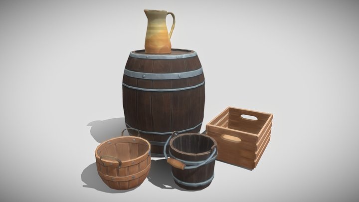 Stylized Storage Containers 3D Model