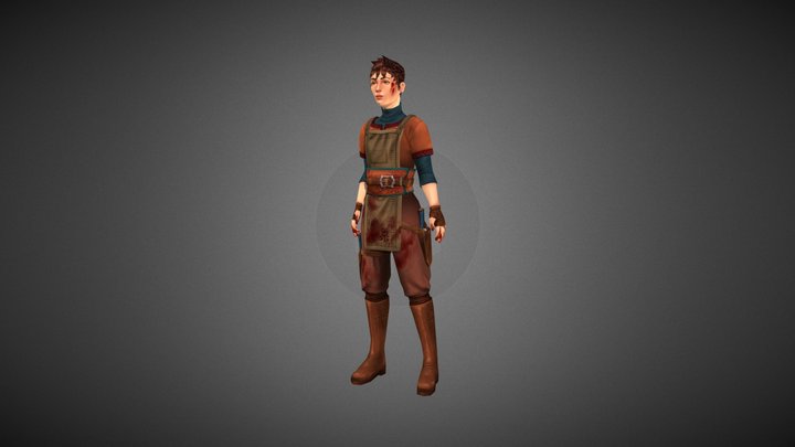 Village Character Butcher 3D Model