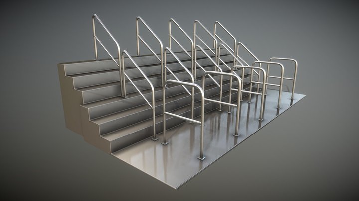 Stainless Steel Railings High and Low-Poly 3D Model