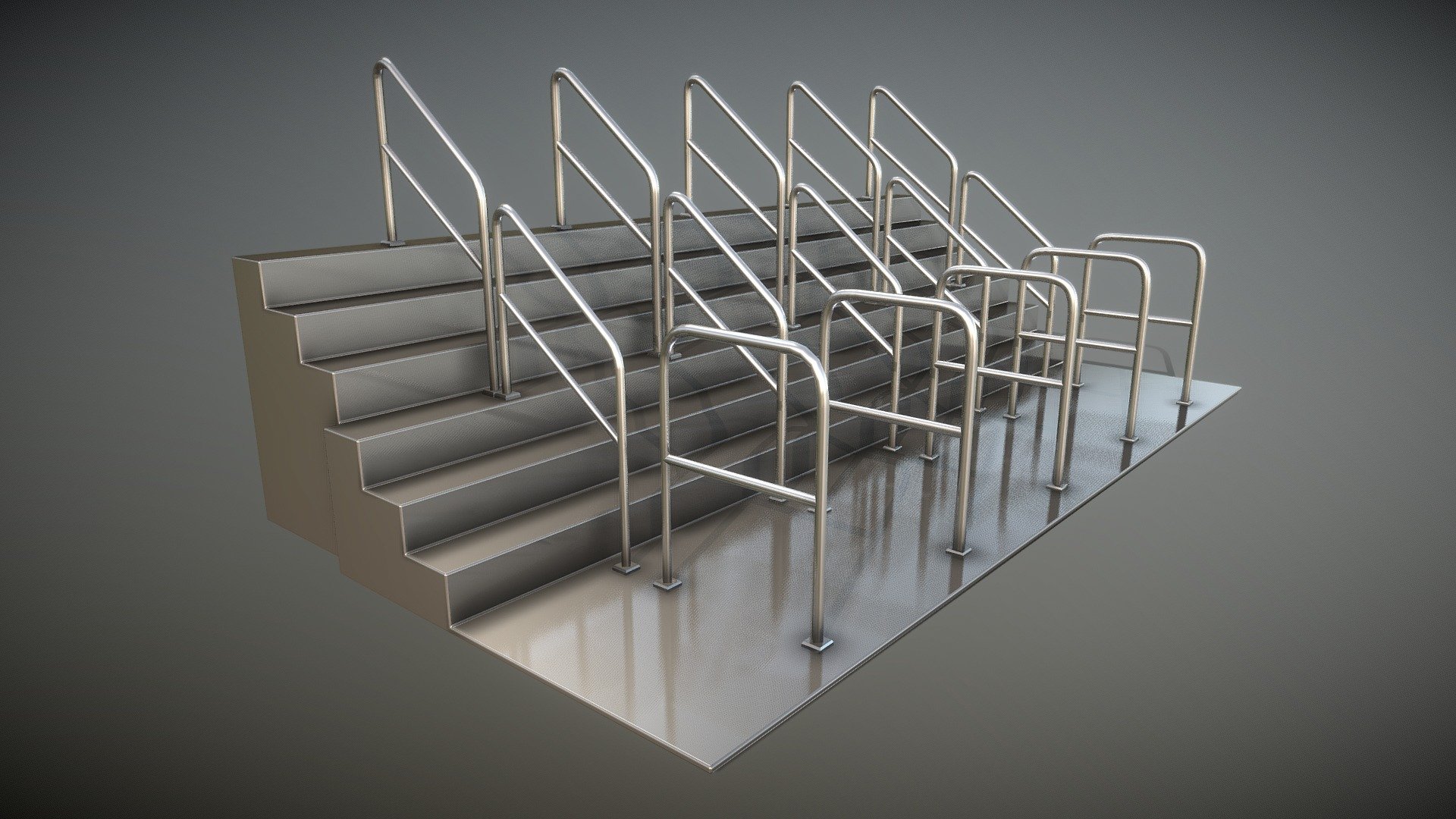 Stainless Steel Railings High and Low-Poly - Buy Royalty Free 3D model ...