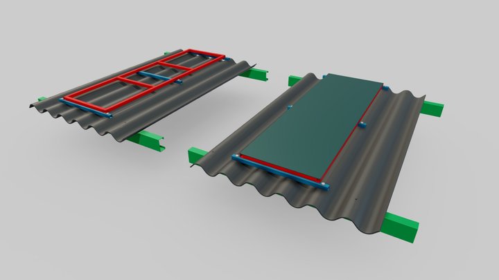 PASSARELA PARA MANUTENÇÃO EM TELHA ONDULADA 3D Model