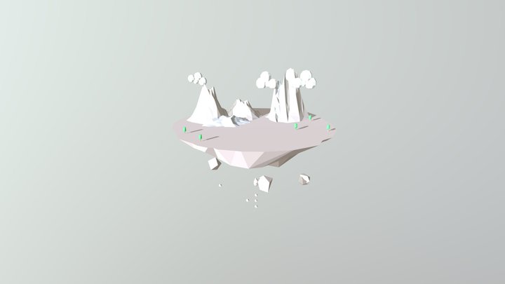 Low Poly 悬浮岛屿 3D Model