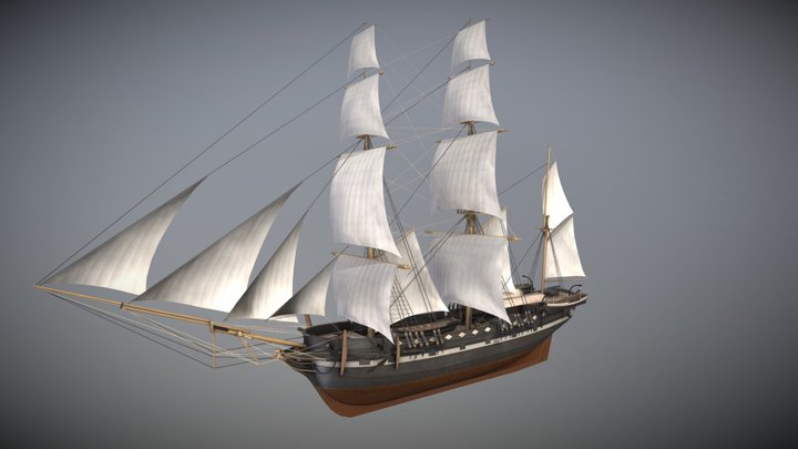 HMS Beagle (Low Poly) 3D Model