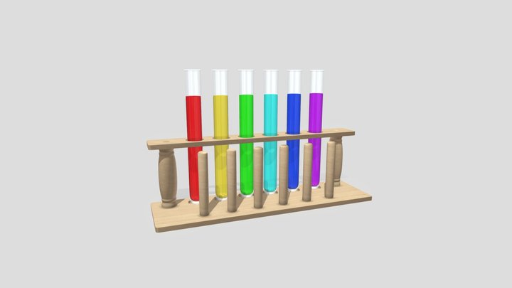 Test tube with Rack 3D Model