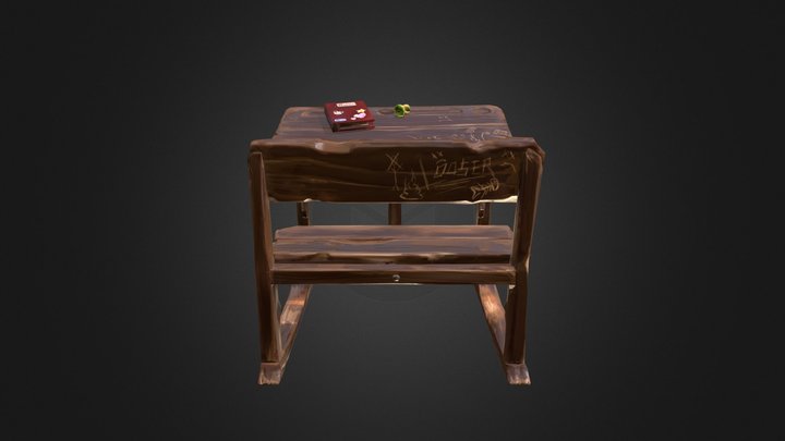 Old school desk 3D Model