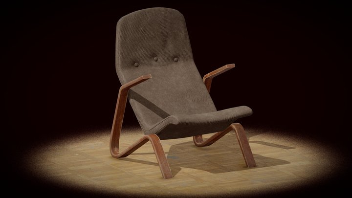 Grasshopper Vintage Chair by Eero Saarinen 1950s 3D Model