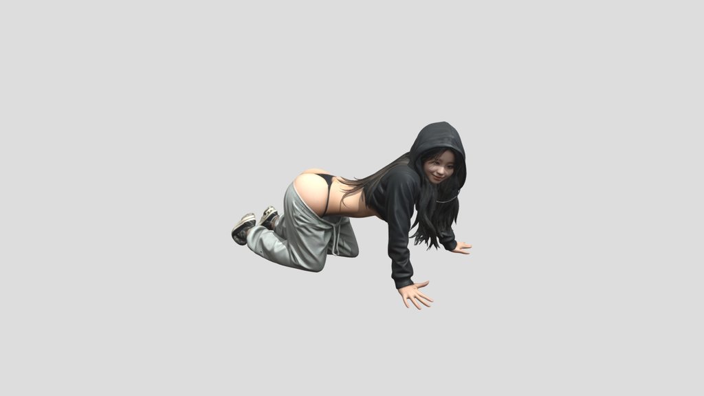 Cute Girl Sit at Gym 3-D Scan