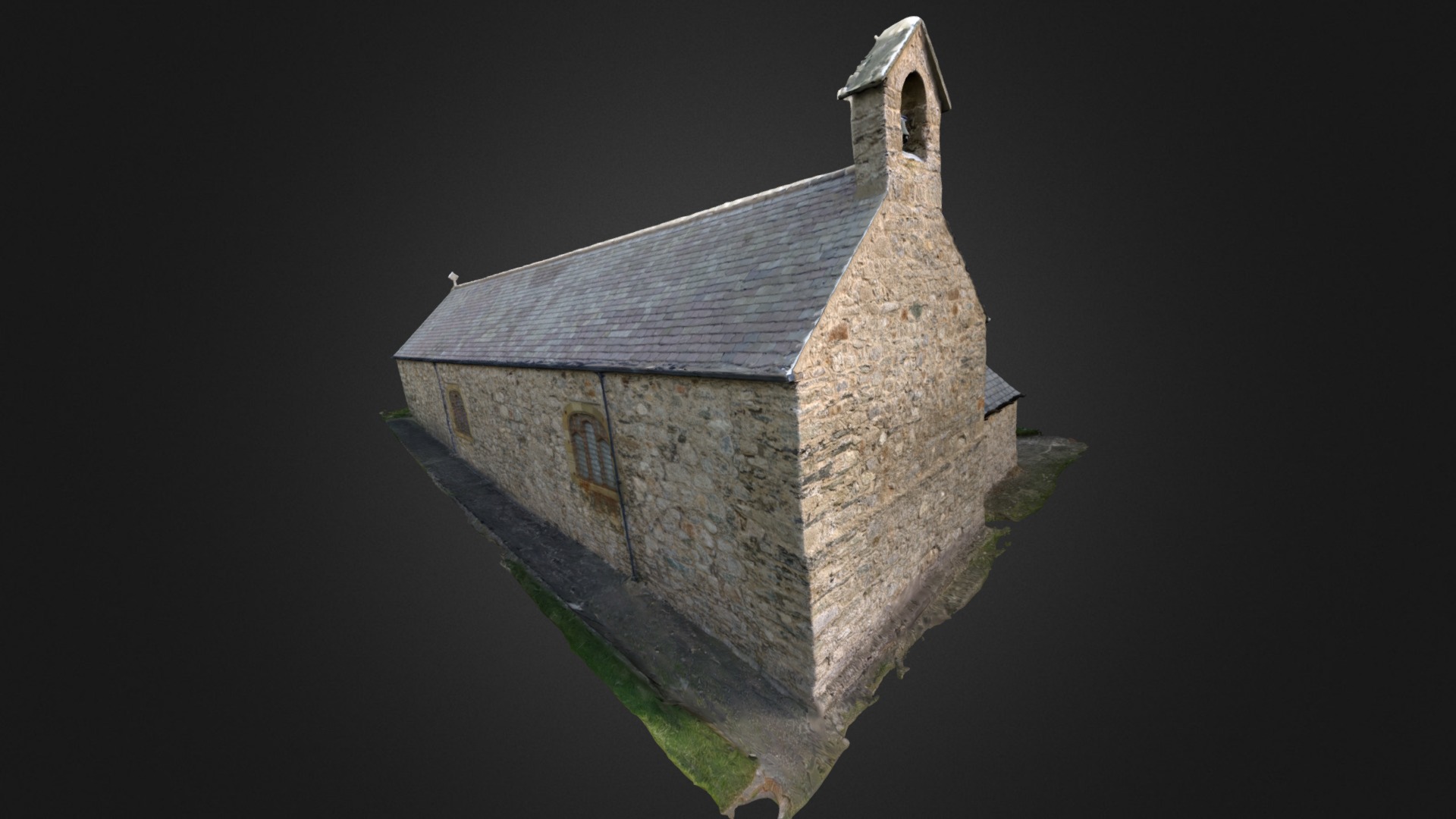 3D model Llanbadrig Church - This is a 3D model of the Llanbadrig Church. The 3D model is about a stone castle on a black background.