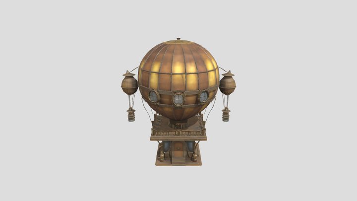steampunk airship house 3D Model