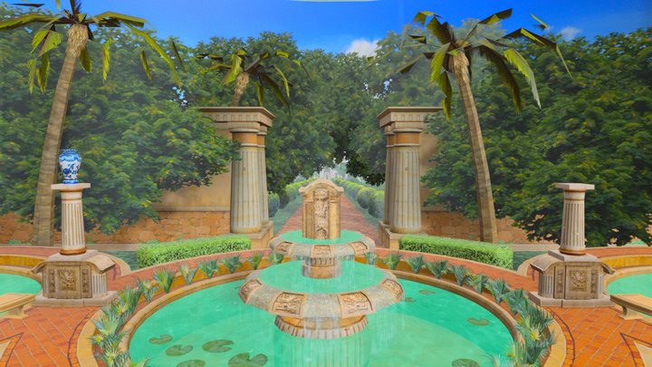 Mansion garden scene