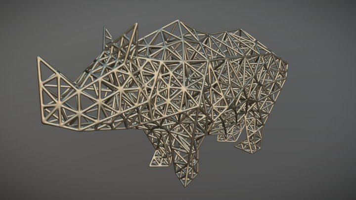 The Low Poly Rhino as a 'hyper-structure'. 3D Model