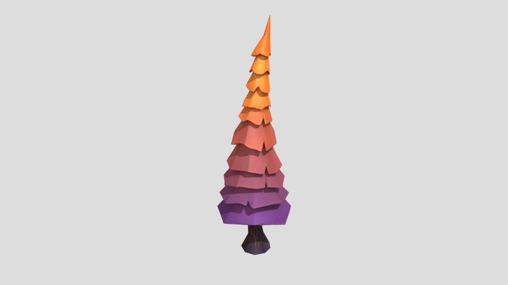 Low poly Autumn Pine Tree 3D Model