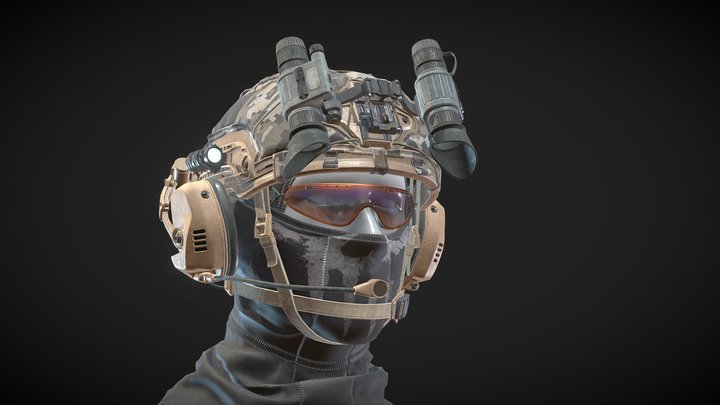 Tactical helmet | Night vision goggles PVS14 Off 3D Model