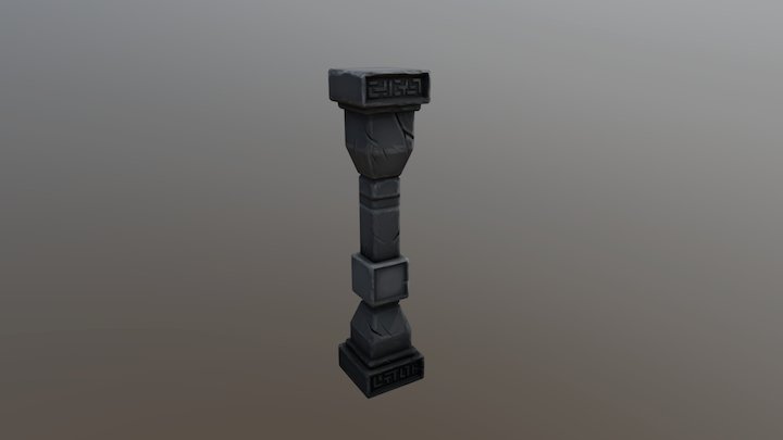 hand painted stone pillar 3D Model