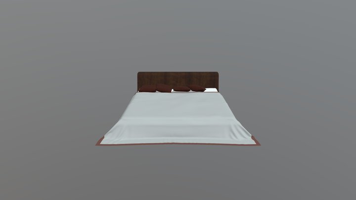 Realistic bed with pillows and blanket 3D Model