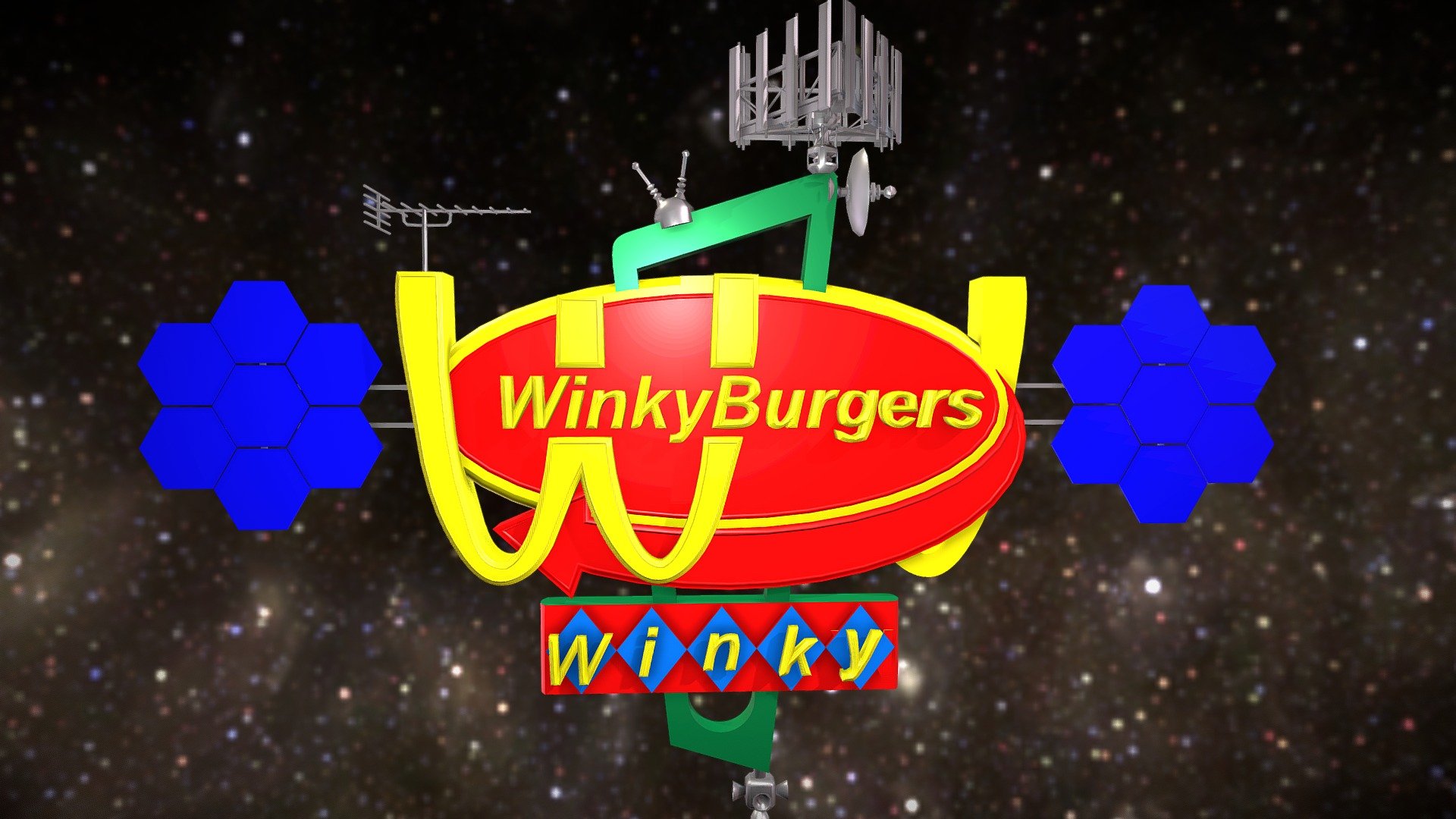 Space Billboard Winky Burgers (color) - Download Free 3D model by ...