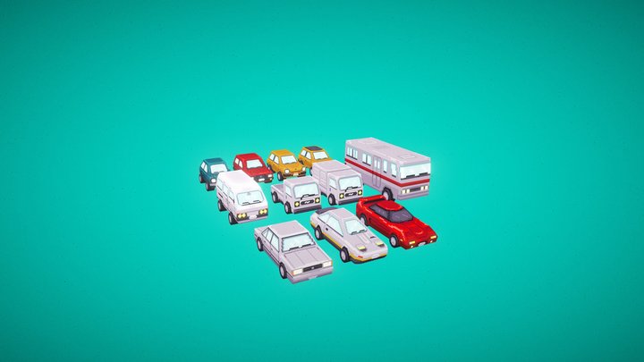 Retro Japanese Vehicles 3D Model