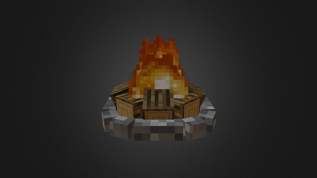 Campfire with Stone - Vanilla 3D Model