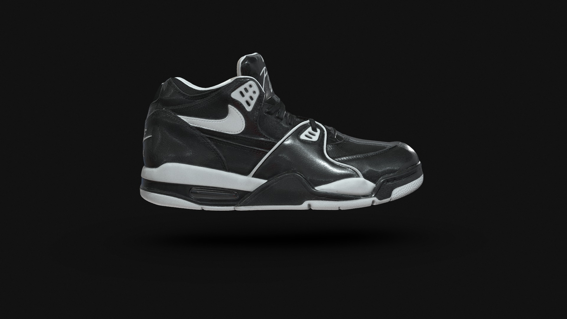 3D model Nike Air Flight 89 Scan - This is a 3D model of the Nike Air Flight 89 Scan. The 3D model is about a black and white shoe.