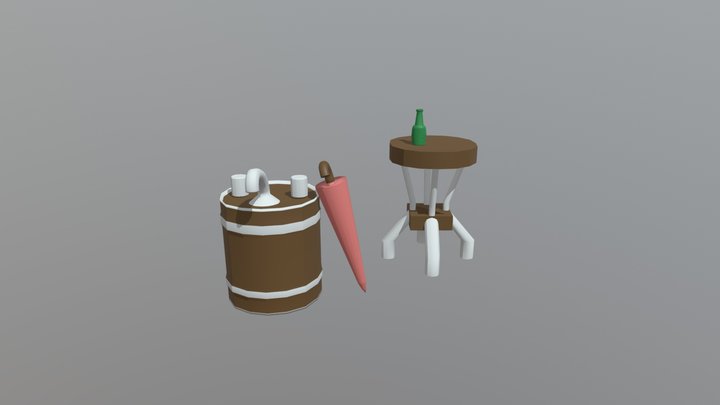 Umbrella Keg Stool 3D Model