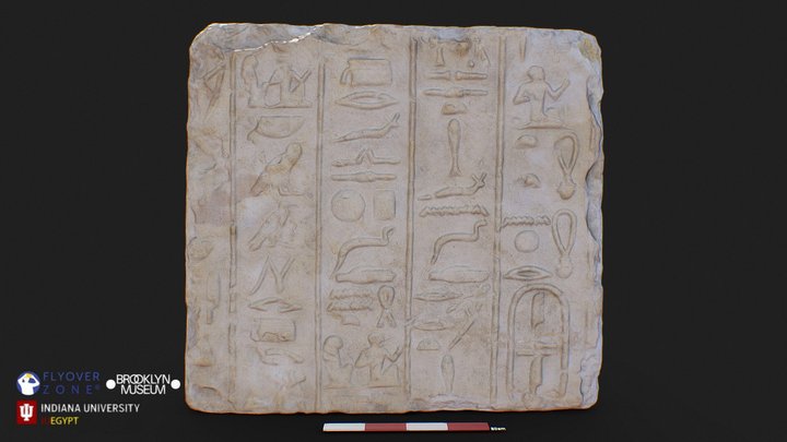 3D rendering of Relief Fragment with Hieroglyphs