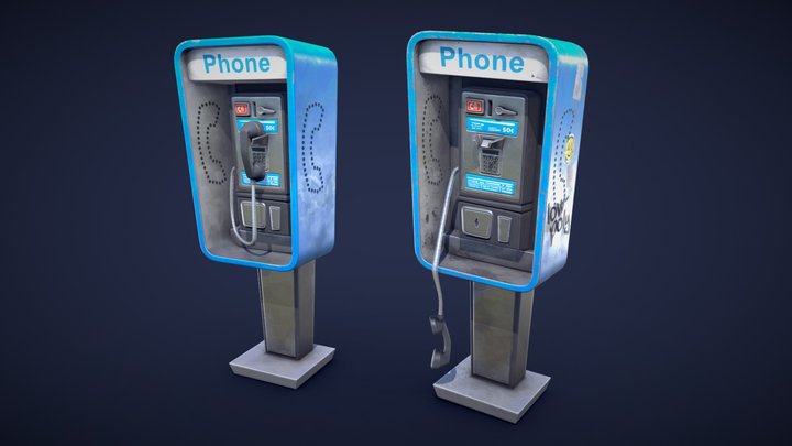 Stylized Pay Phone / Phone Booth - Low Poly 3D Model