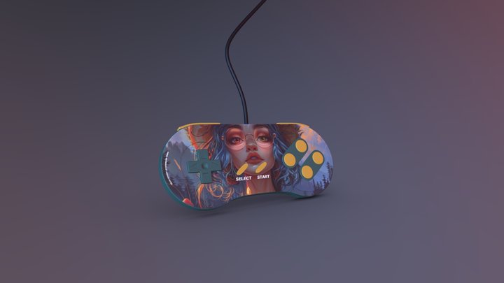 Nintindoo 🎮 Retro Gamepad – Artistic Edition 3D Model