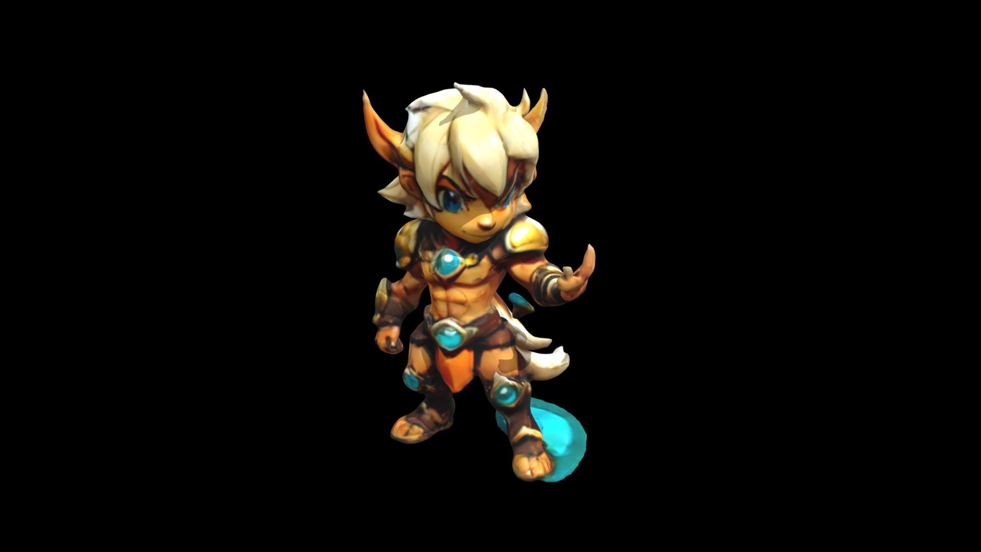Male anime warrior with blonde hair and blue eye - Download Free 3D