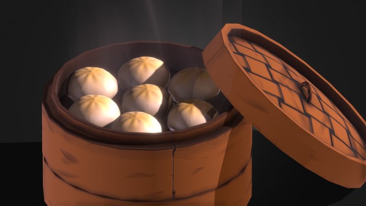 Steamer Bao Buns 3D Model