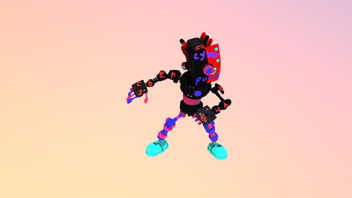 Cyberpunk Robot 3D Model