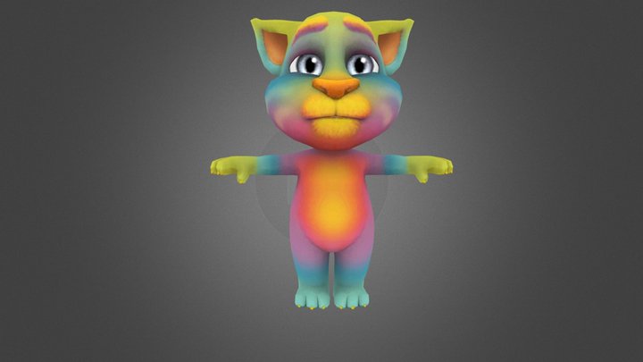 talking-tom-medium-rainbow-fur-merge 3D Model
