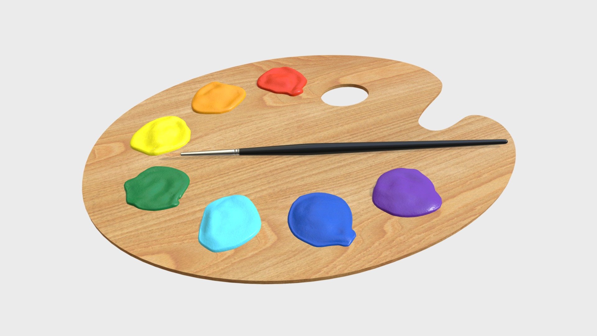 3D model Painting Palette VR / AR / low-poly