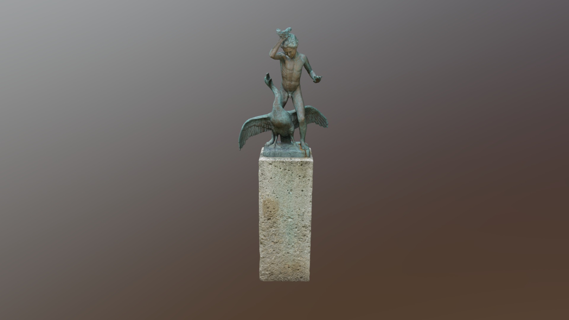 3D model Jüngling mit Gans - This is a 3D model of the Jüngling mit Gans. The 3D model is about a statue of a person with a sword and a shield.